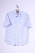 Indian Terrain Mens M (S) Casual Shirt Short Sleeve Striped Premium 60's Custom Fit