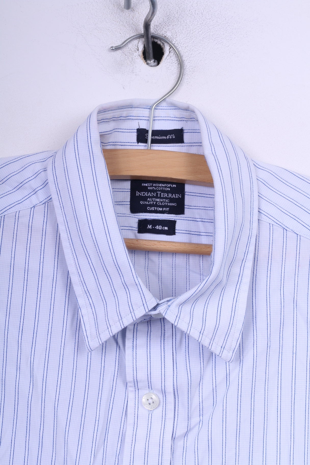 Indian Terrain Mens M (S) Casual Shirt Short Sleeve Striped Premium 60's Custom Fit