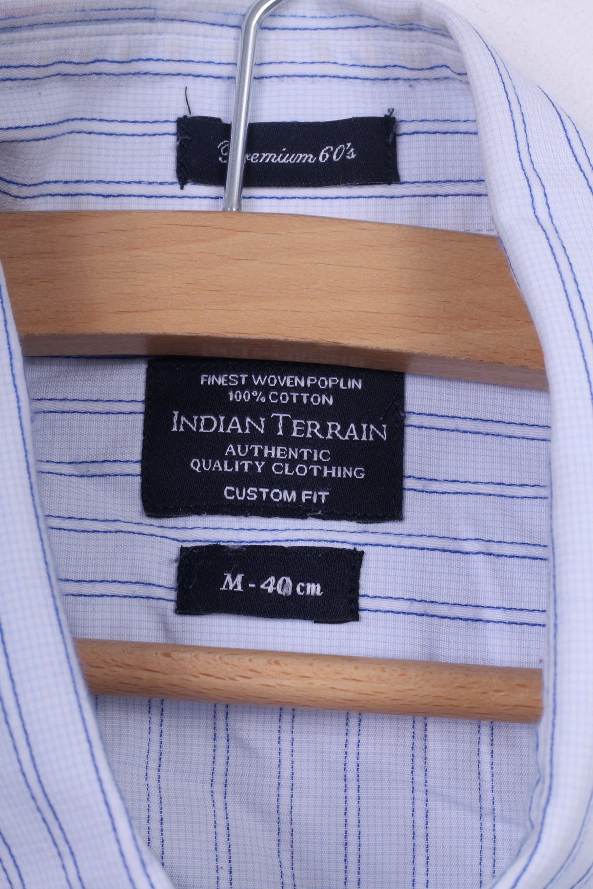 Indian Terrain Uomo M (S) Camicia casual a maniche corte a righe Premium anni '60 Vestibilità personalizzata 