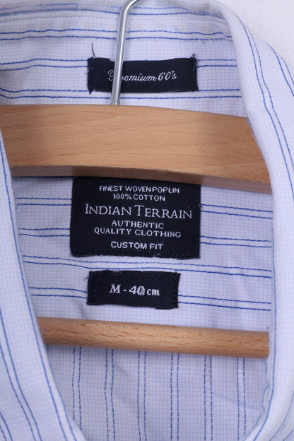 Indian Terrain Mens M (S) Casual Shirt Short Sleeve Striped Premium 60's Custom Fit