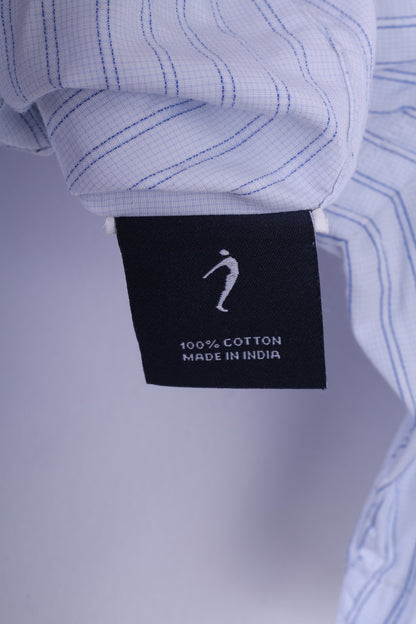 Indian Terrain Uomo M (S) Camicia casual a maniche corte a righe Premium anni '60 Vestibilità personalizzata 