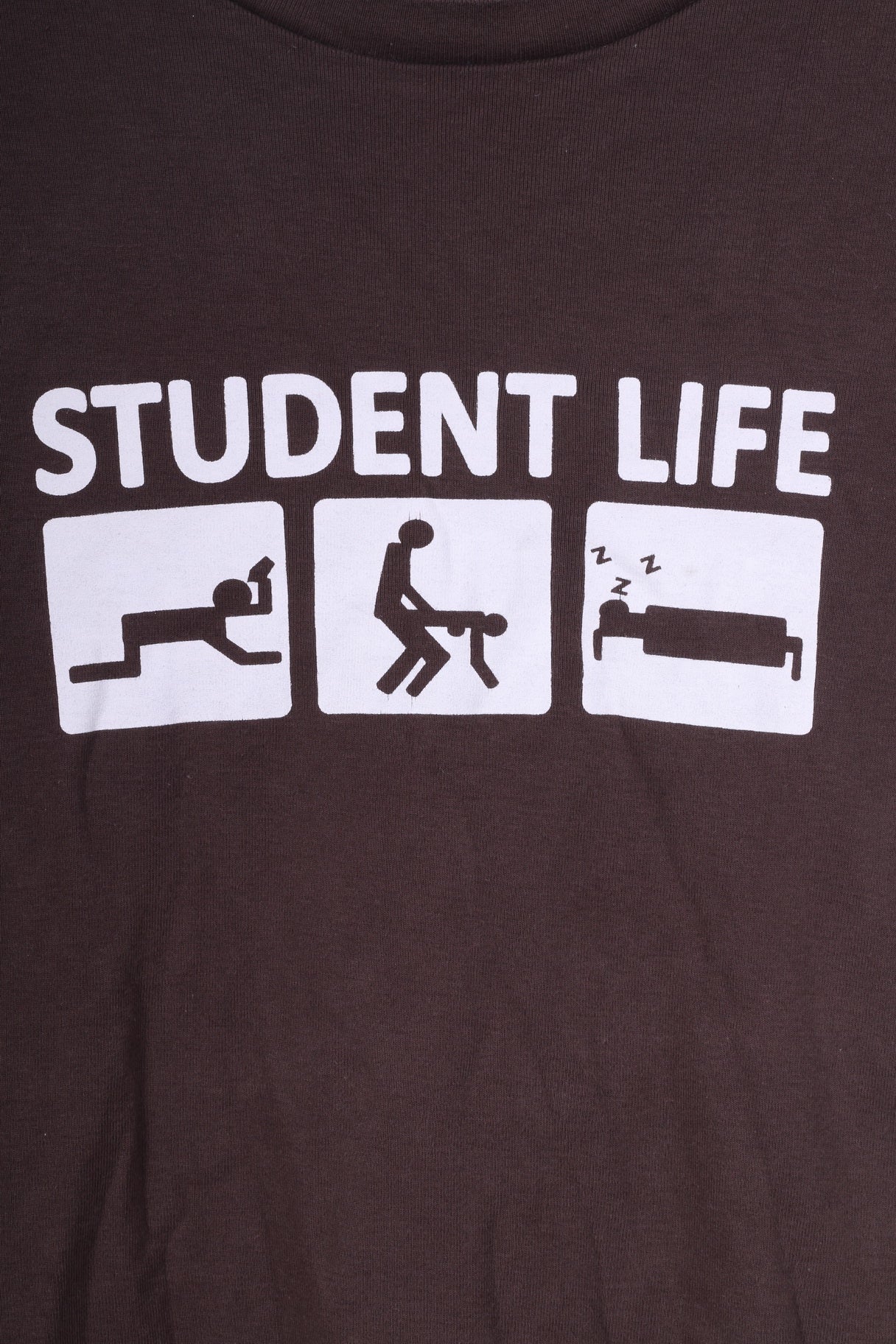 London Calling Mens M T-Shirt Graphic Student Life Brown Top Funny