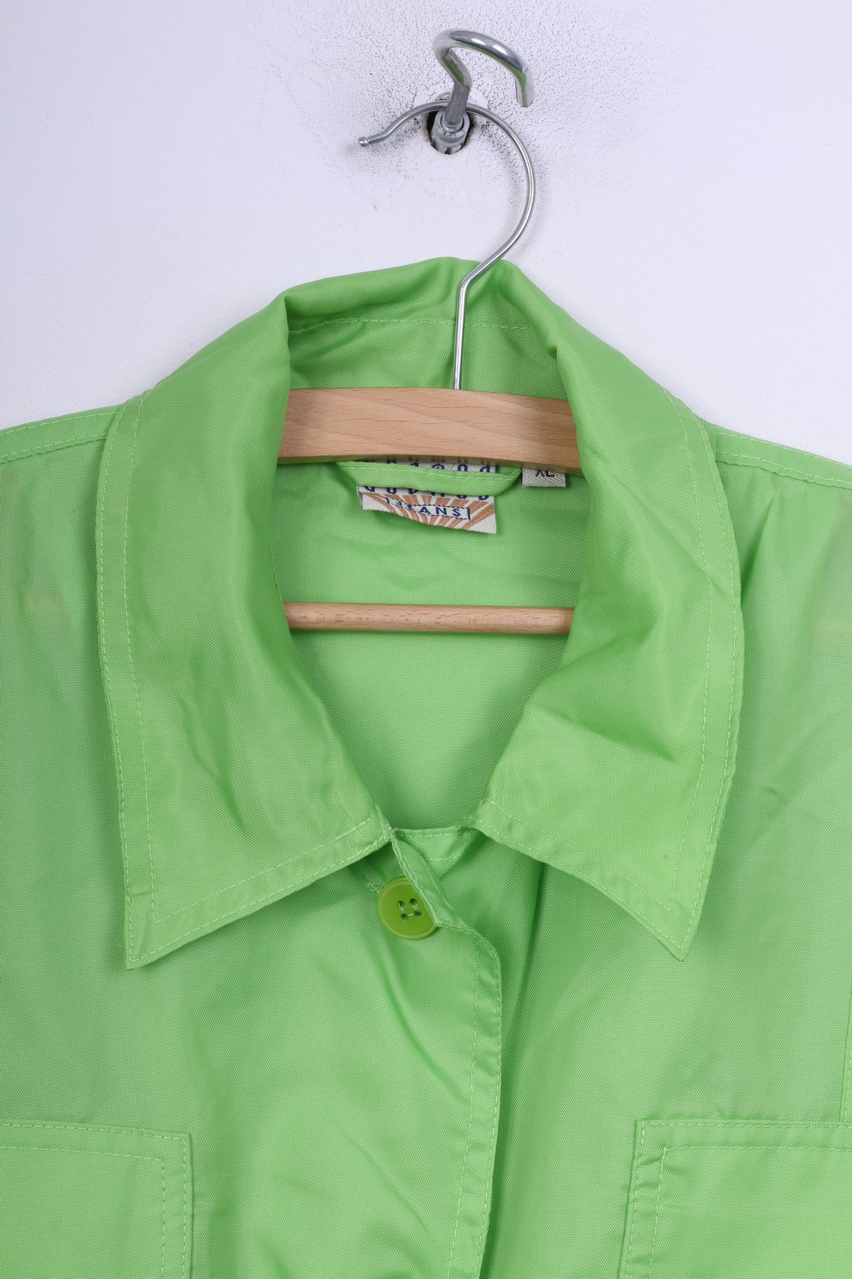 Cosmos Jeans Veste XL légère en nylon imperméable à simple boutonnage pour femme Vert néo 