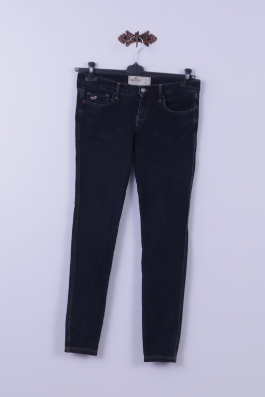 Hollister Pantalon 7 pour femme Pantalon skinny en coton élasthanne bleu marine