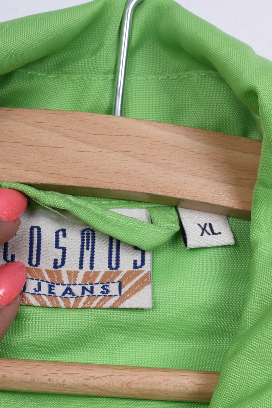 Cosmos Jeans Womens XL Jacket Lightweight Neo Green Single Breasted Nylon Waterproof Festival