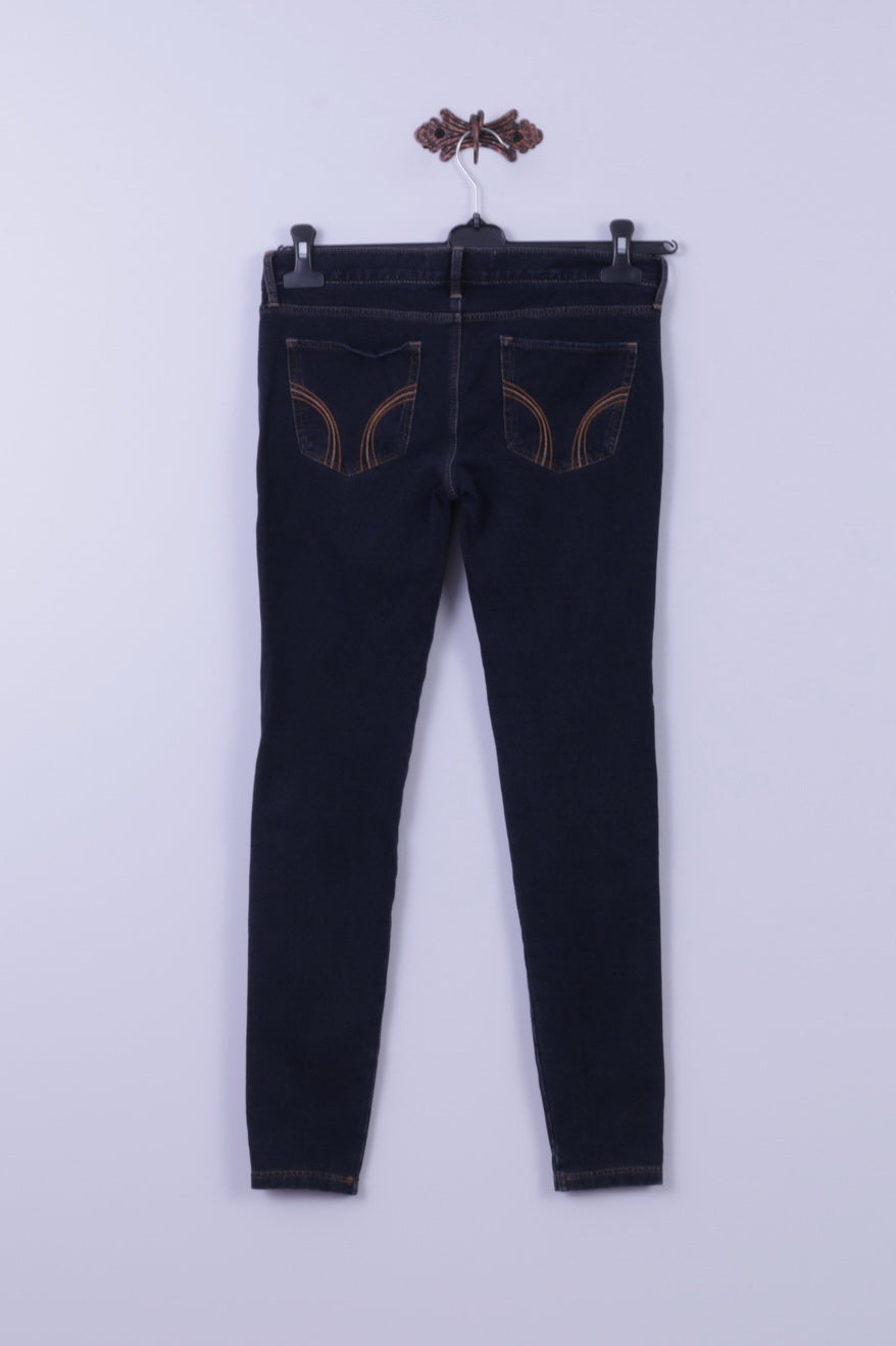 Hollister Pantalon 7 pour femme Pantalon skinny en coton élasthanne bleu marine