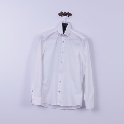 Ricco Vero Chemise décontractée pour homme en coton blanc avec col boutonné et manches longues