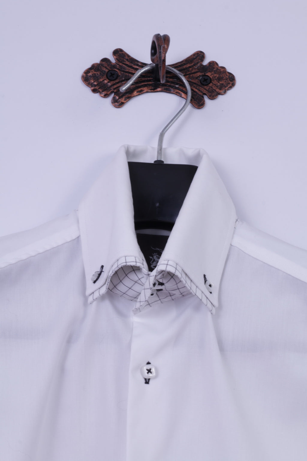 Ricco Vero Mens S Casual Shirt White Cotton Traveller Button Down Collar Long Sleeve