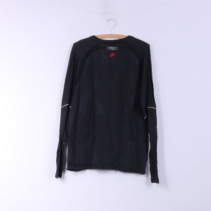 Nike Air Mens L 42/44 Shirt Long Sleeve Black Sportswear Top Cotton