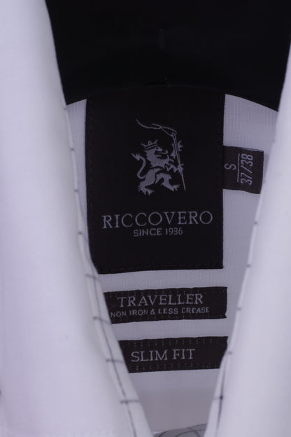 Camicia casual da uomo Ricco Vero S in cotone bianco con colletto button down da viaggiatore manica lunga