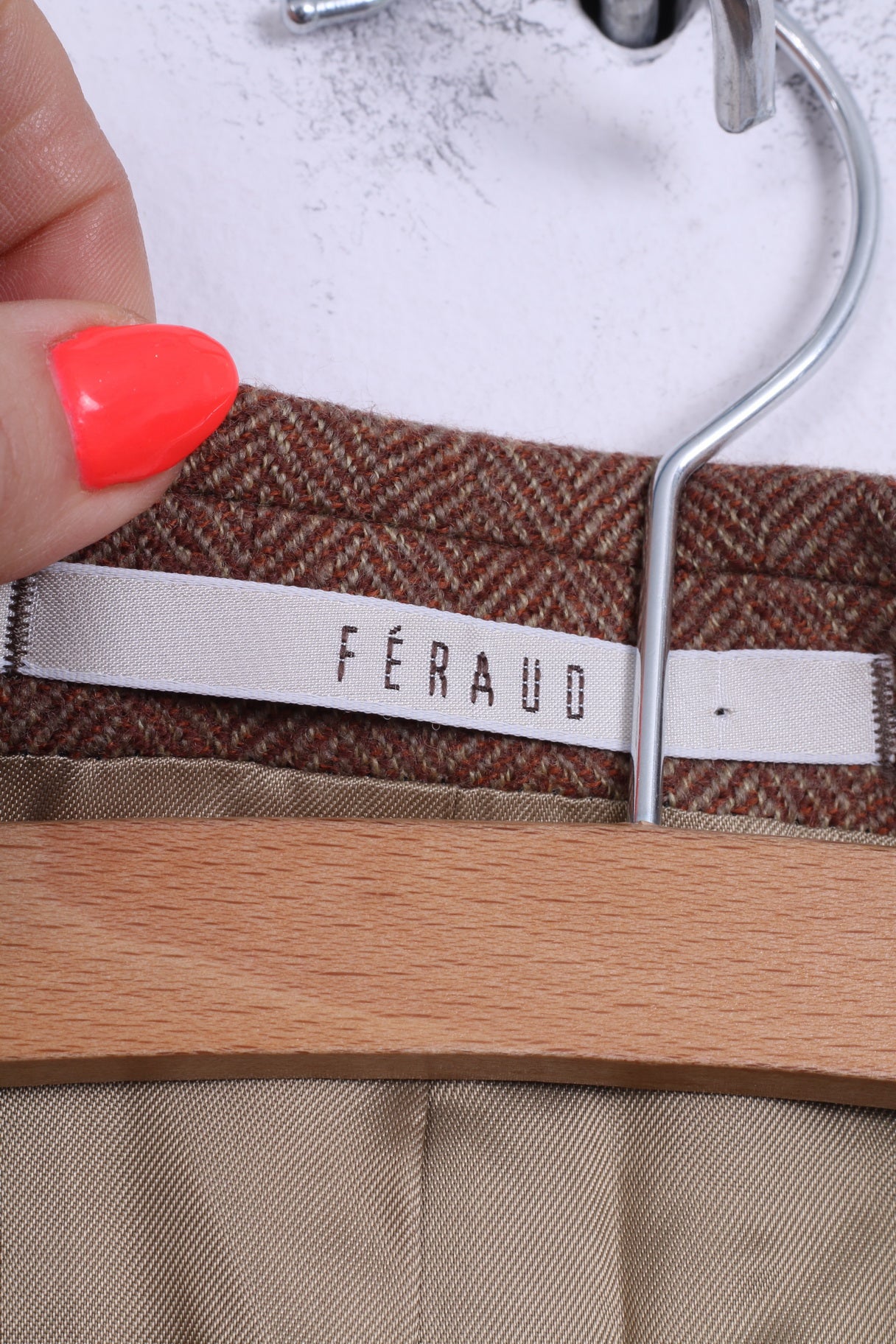 Giacca da uomo Feraud 98 M Giacca monopetto in lana marrone a spina di pesce