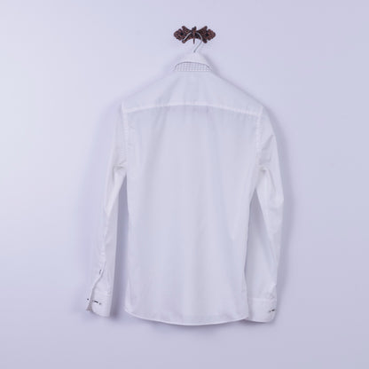 Ricco Vero Chemise décontractée pour homme en coton blanc avec col boutonné et manches longues