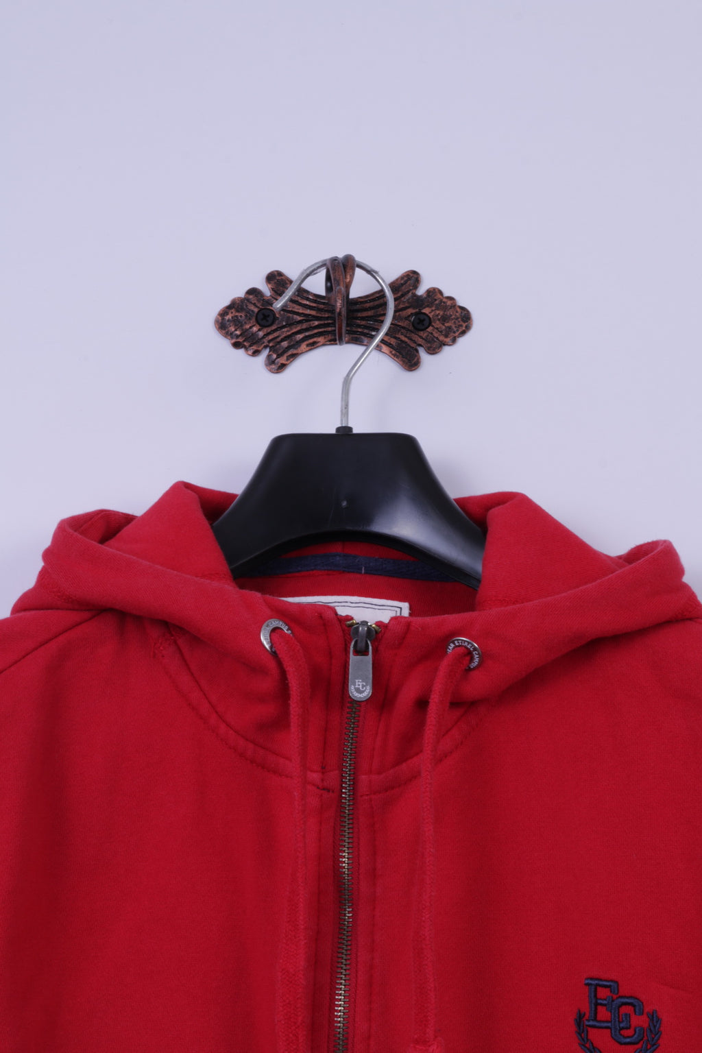 Etirel Mens M Sweatshirt Red Cotton Campus Sportswear Zip Up Hoodie Active Top