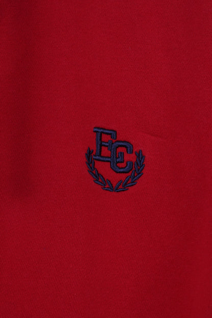 Etirel Mens M Sweatshirt Red Cotton Campus Sportswear Zip Up Hoodie Active Top