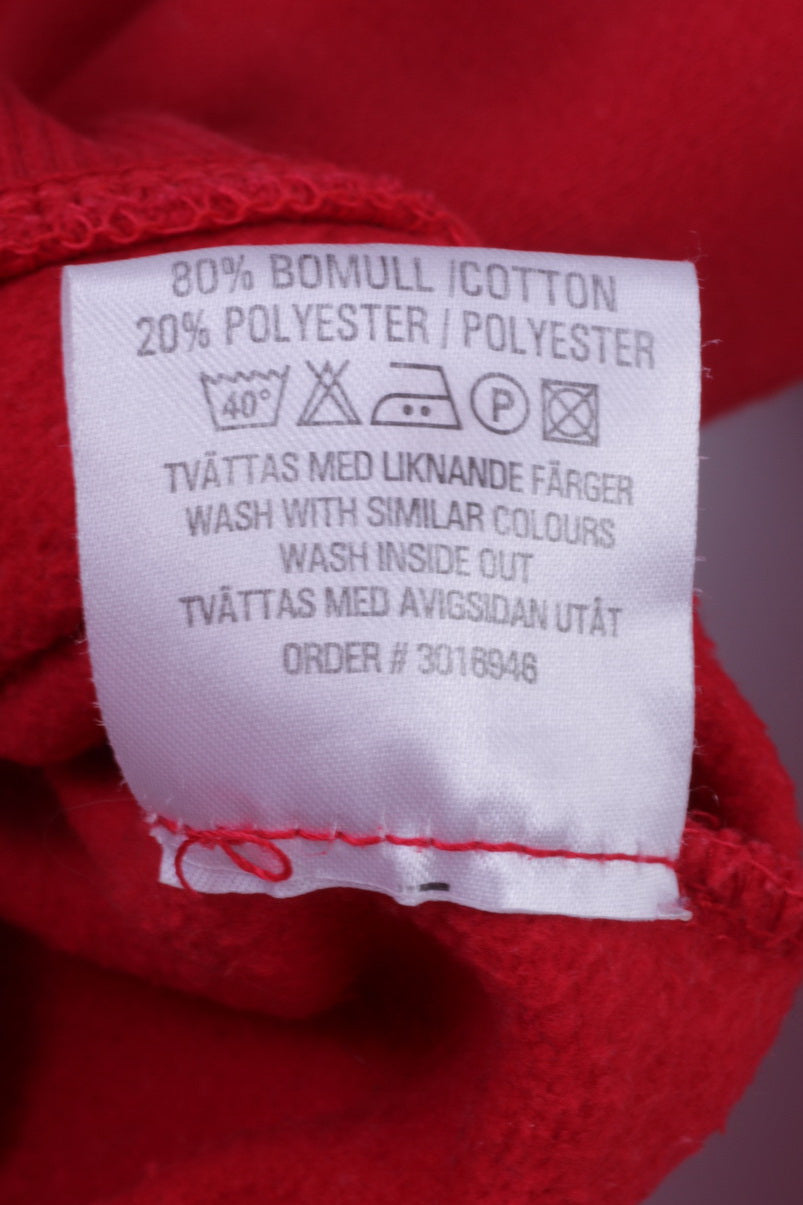 Etirel Mens M Sweatshirt Red Cotton Campus Sportswear Zip Up Hoodie Active Top