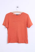 Marc O'Polo Womens L T-Shirt Crew Neck Cotton Orange Vintage - RetrospectClothes