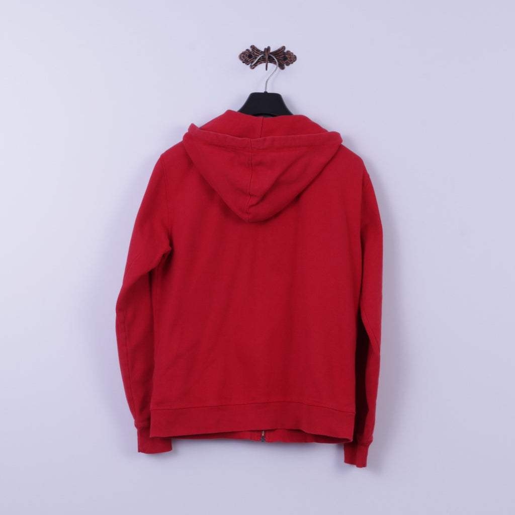 Etirel Mens M Sweatshirt Red Cotton Campus Sportswear Zip Up Hoodie Active Top