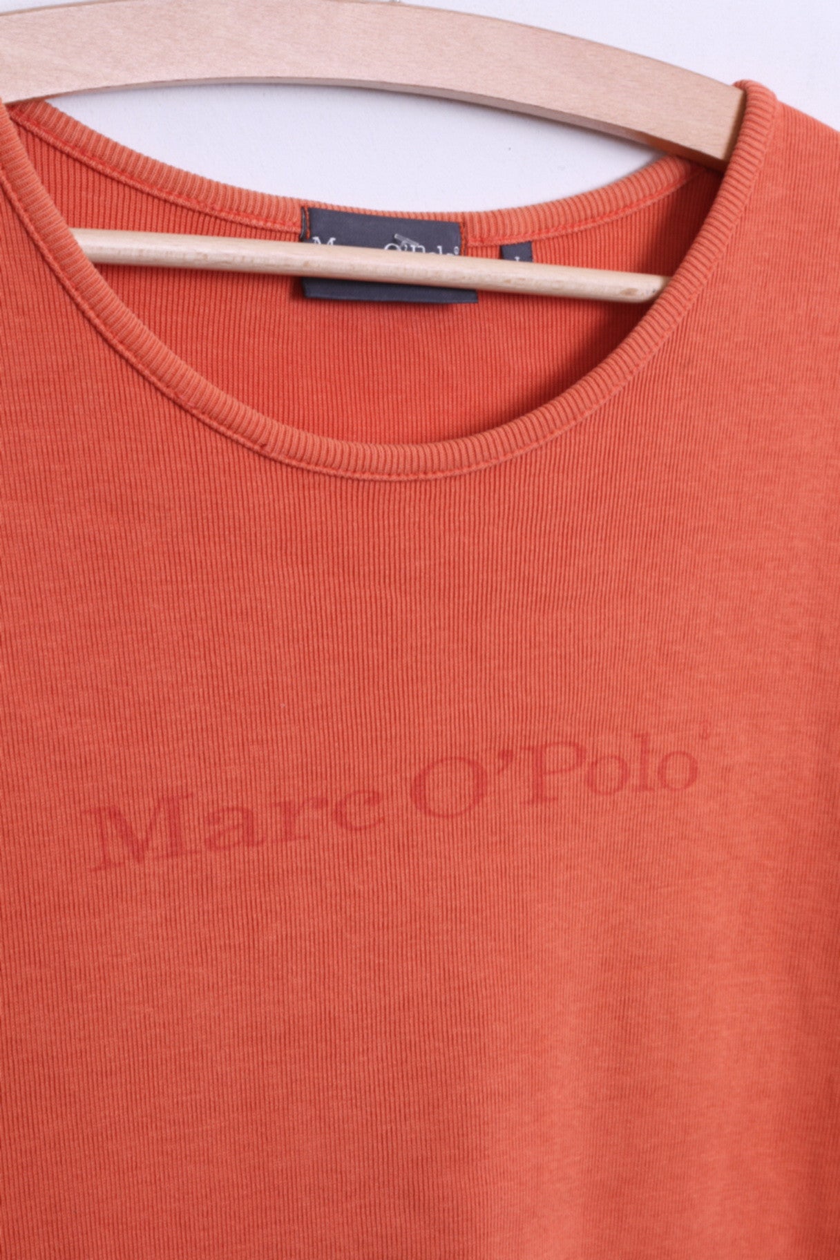 Marc O'Polo Womens L T-Shirt Crew Neck Cotton Orange Vintage - RetrospectClothes