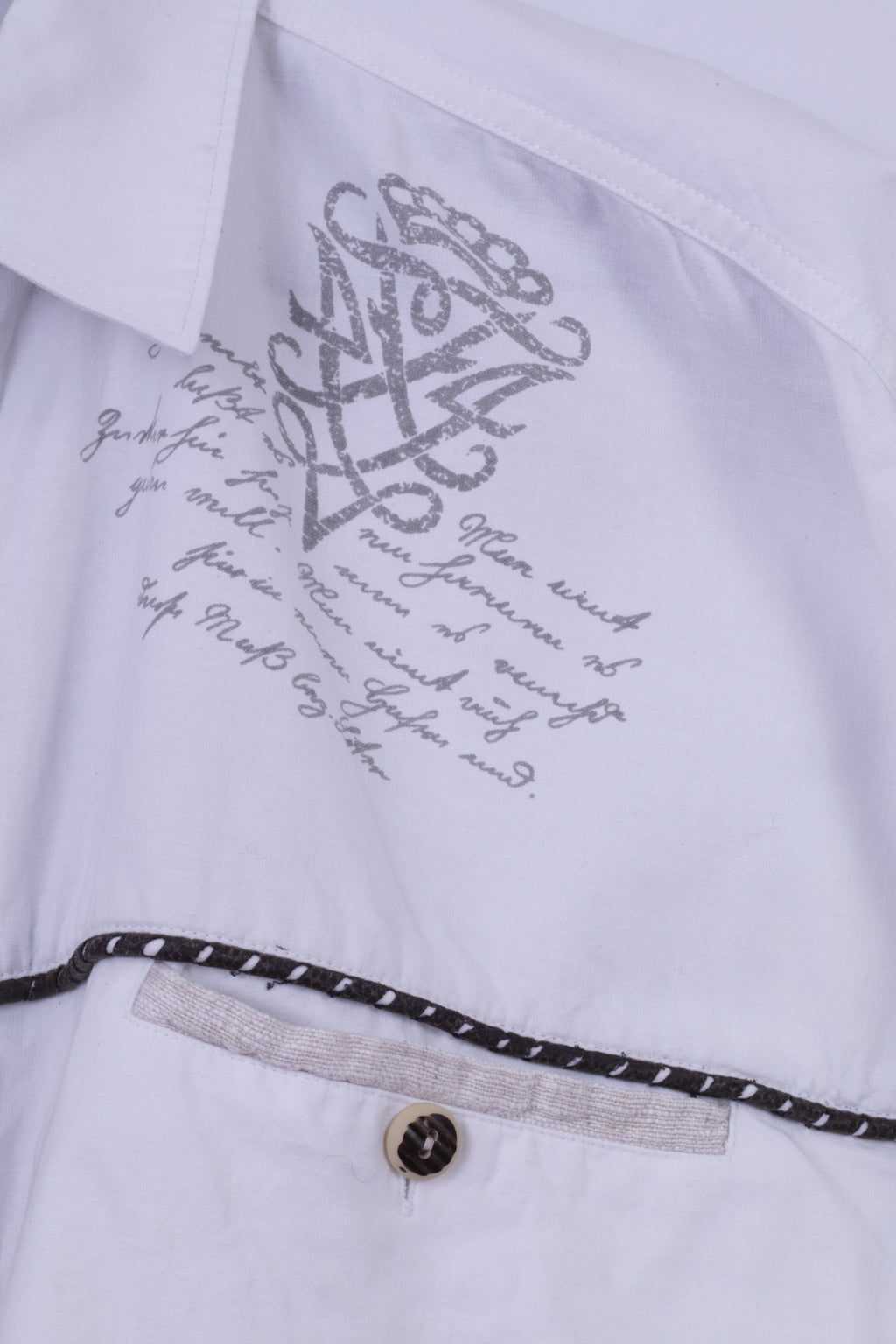 Landhaus by C&amp;A Chemise décontractée XL pour homme en coton blanc avec détails naturels et haut Tyrol