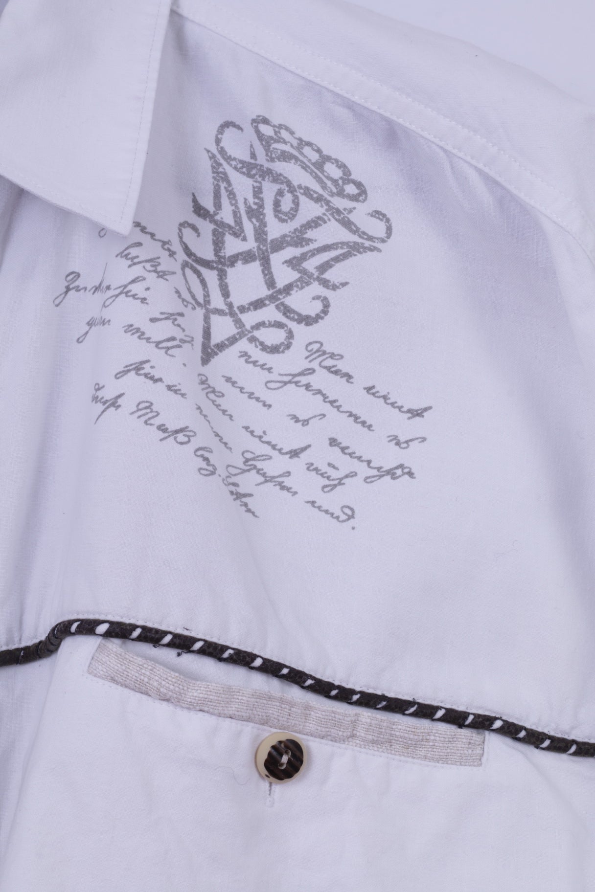 Landhaus by C&amp;A Chemise décontractée XL pour homme en coton blanc avec détails naturels et haut Tyrol