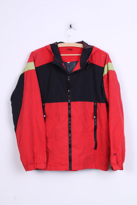 Units Sport Mens S Jacket Red Nylon Waterproof Hood Sport