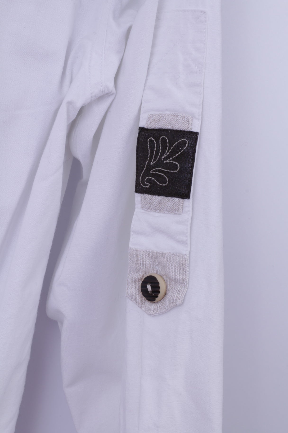 Landhaus by C&amp;A Camicia casual XL da uomo in cotone bianco Top tirolese con dettagli naturali