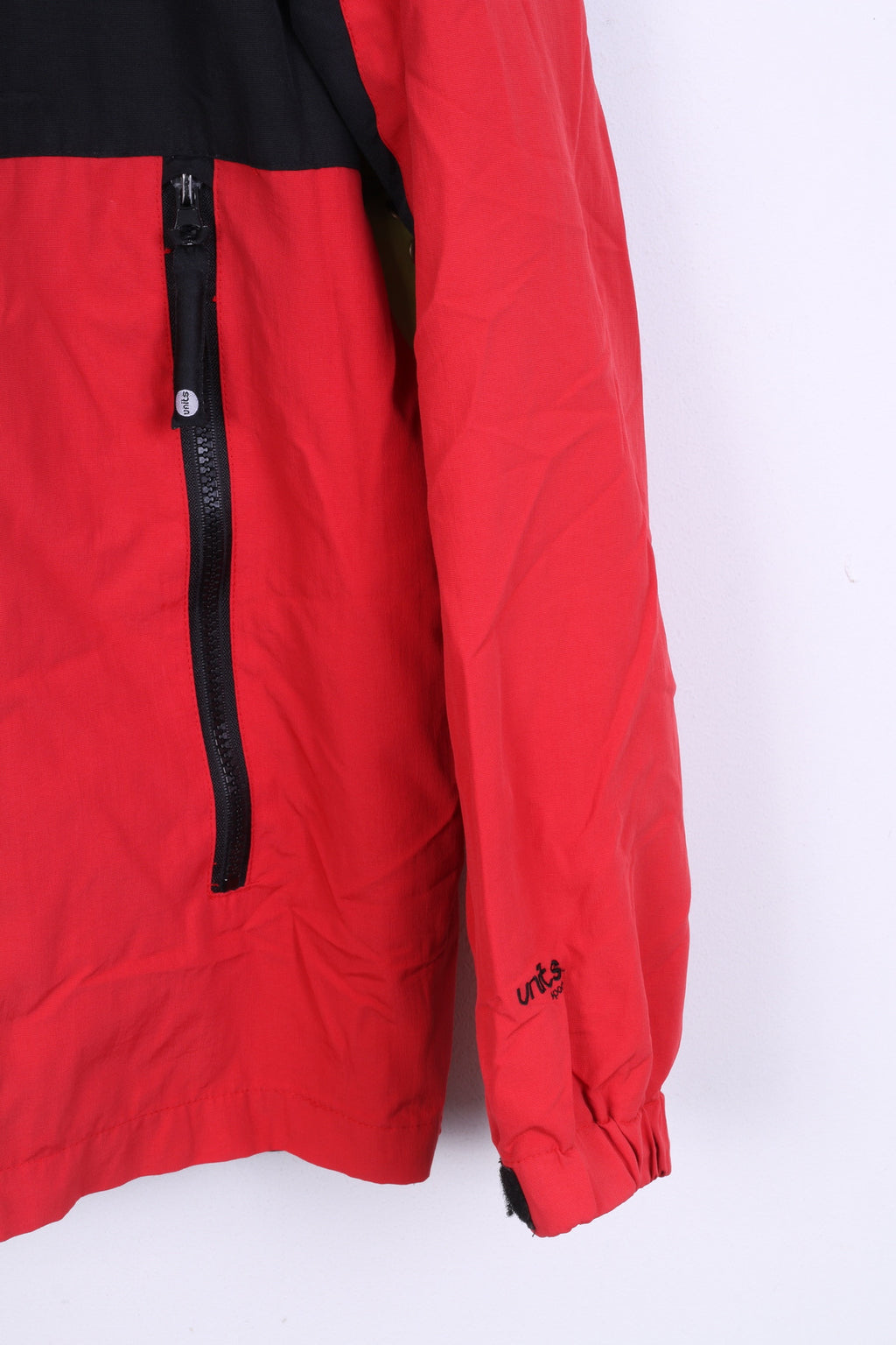 Units Sport Mens S Jacket Red Nylon Waterproof Hood Sport