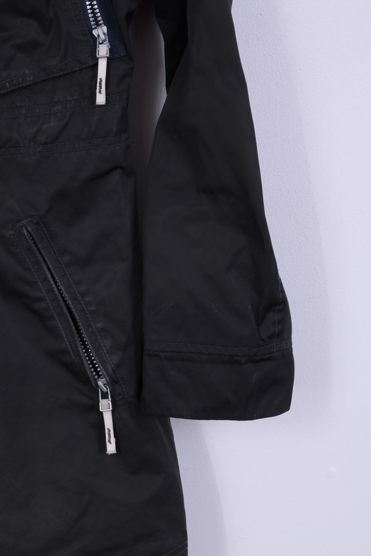 Gaastra Womens M Long Jacket Hooded Black Pockets Light Full Zipper Coat