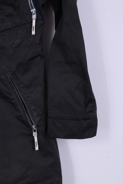 Gaastra Veste longue à capuche pour femme avec poches noires et fermeture éclair complète