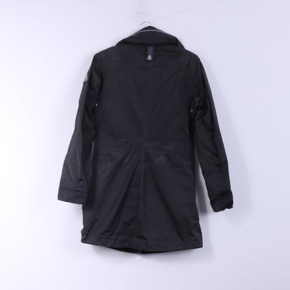Gaastra Veste longue à capuche pour femme avec poches noires et fermeture éclair complète