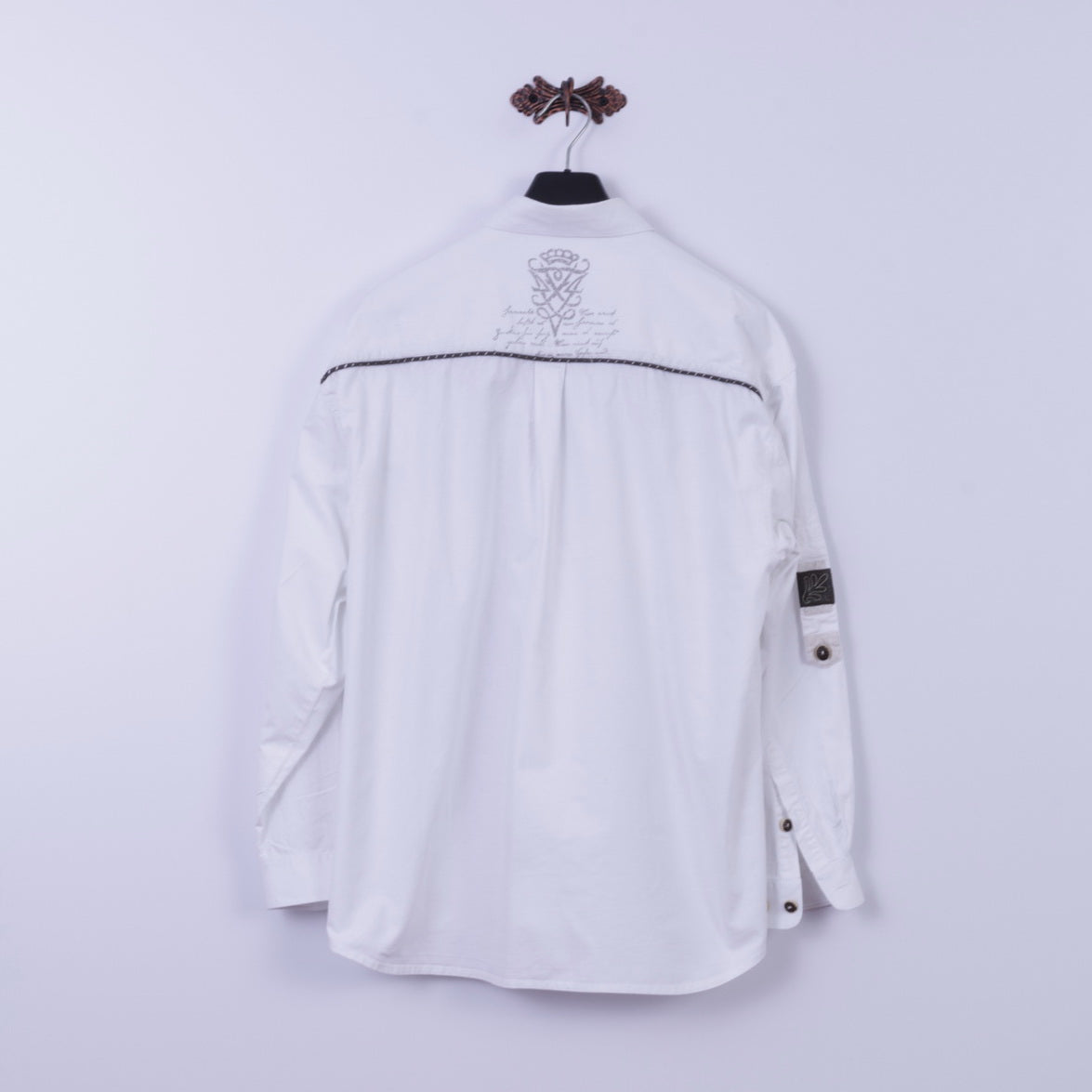 Landhaus by C&amp;A Chemise décontractée XL pour homme en coton blanc avec détails naturels et haut Tyrol