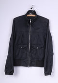 Nike Sportswear Womens L 14/16 Jacket Black Cotton Full Zipper Pocket