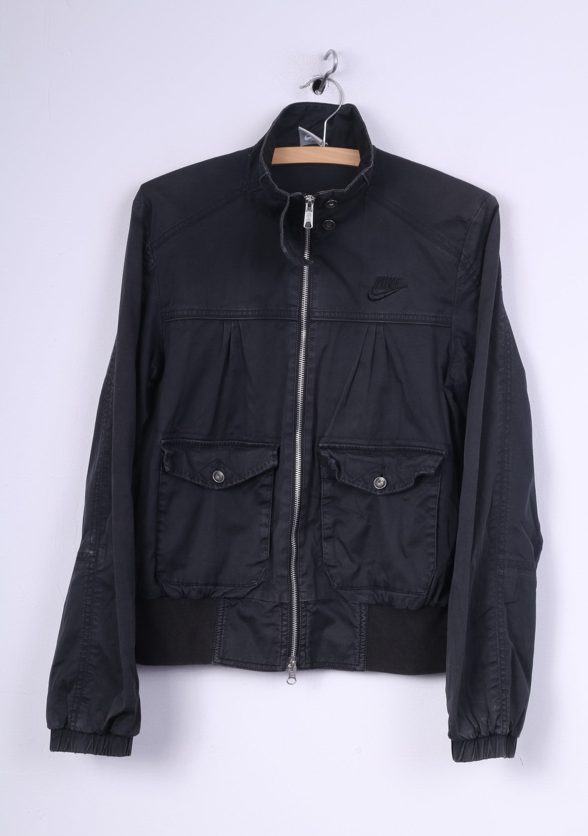 Nike Sportswear Womens L 14/16 Jacket Black Cotton Full Zipper Pocket