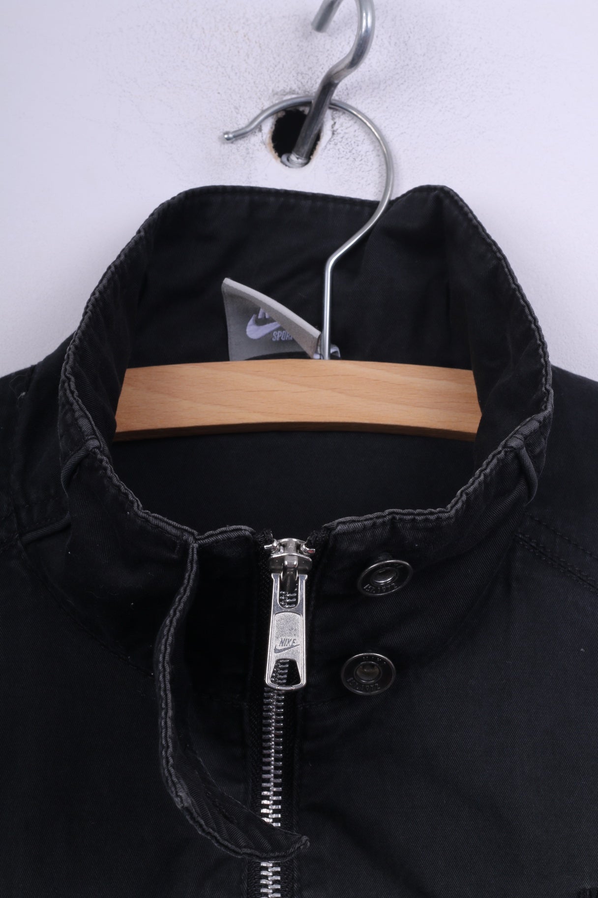 Nike Sportswear Womens L 14/16 Jacket Black Cotton Full Zipper Pocket