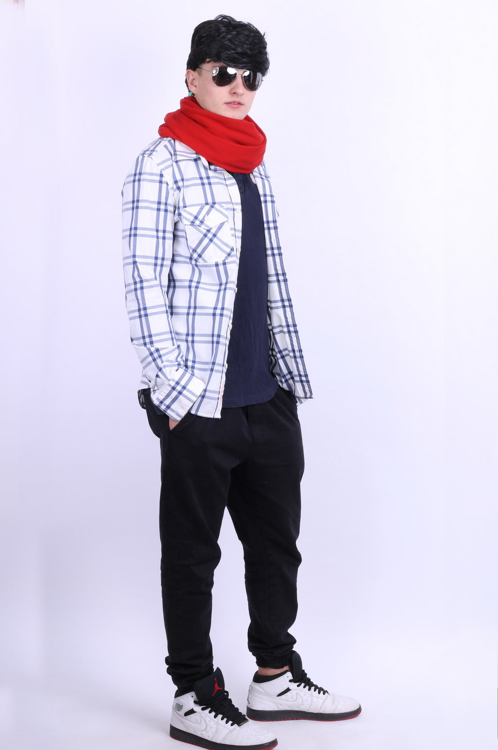 Superdry Mens L Casual Shirt White Check Cotton Long Sleeve - RetrospectClothes