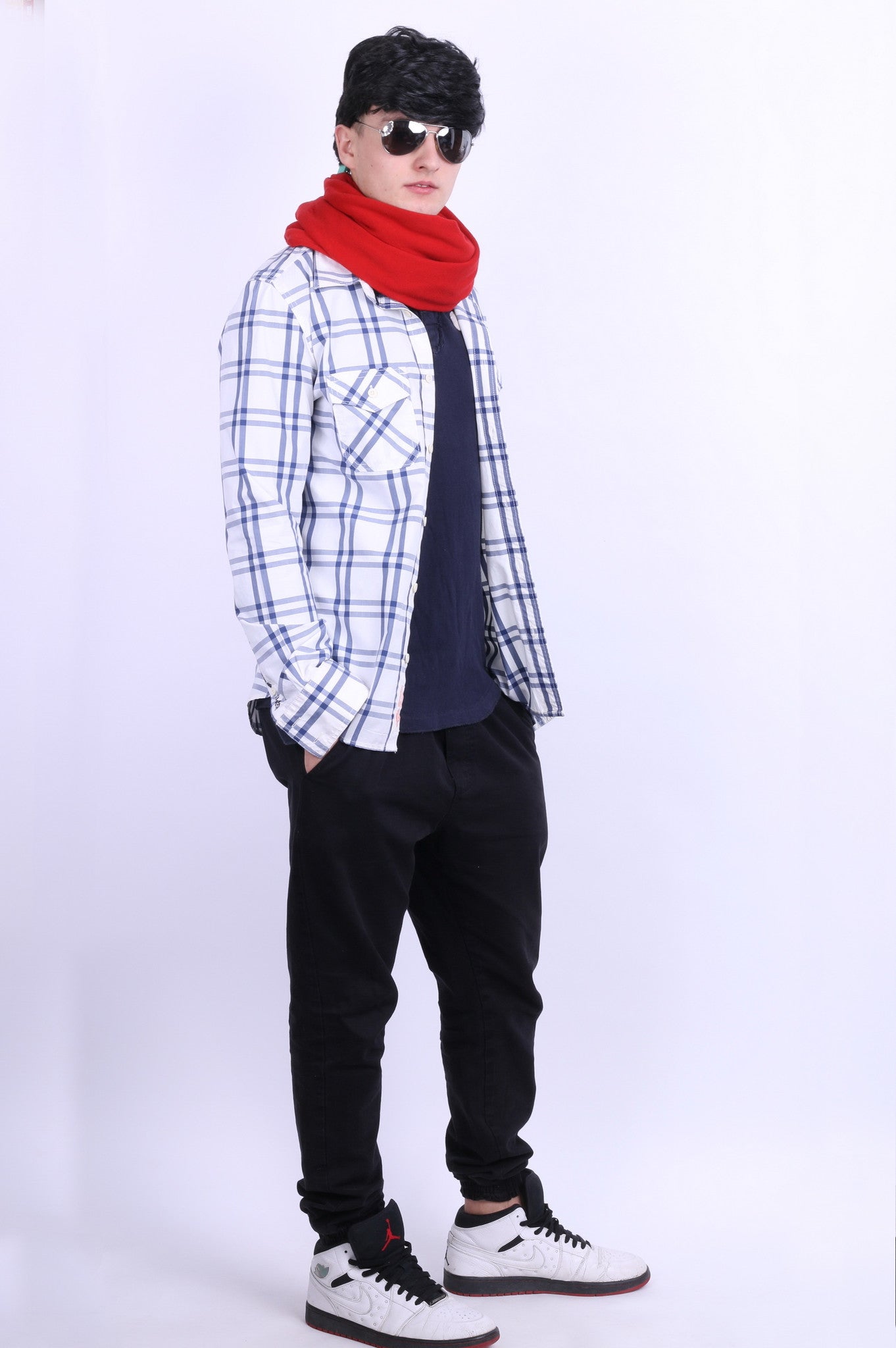 Superdry Mens L Casual Shirt White Check Cotton Long Sleeve - RetrospectClothes