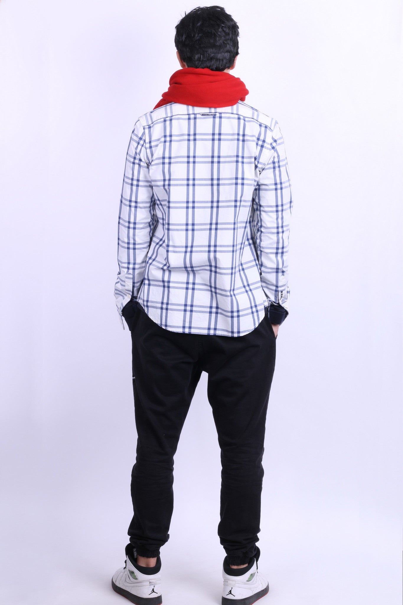 Superdry Mens L Casual Shirt White Check Cotton Long Sleeve - RetrospectClothes