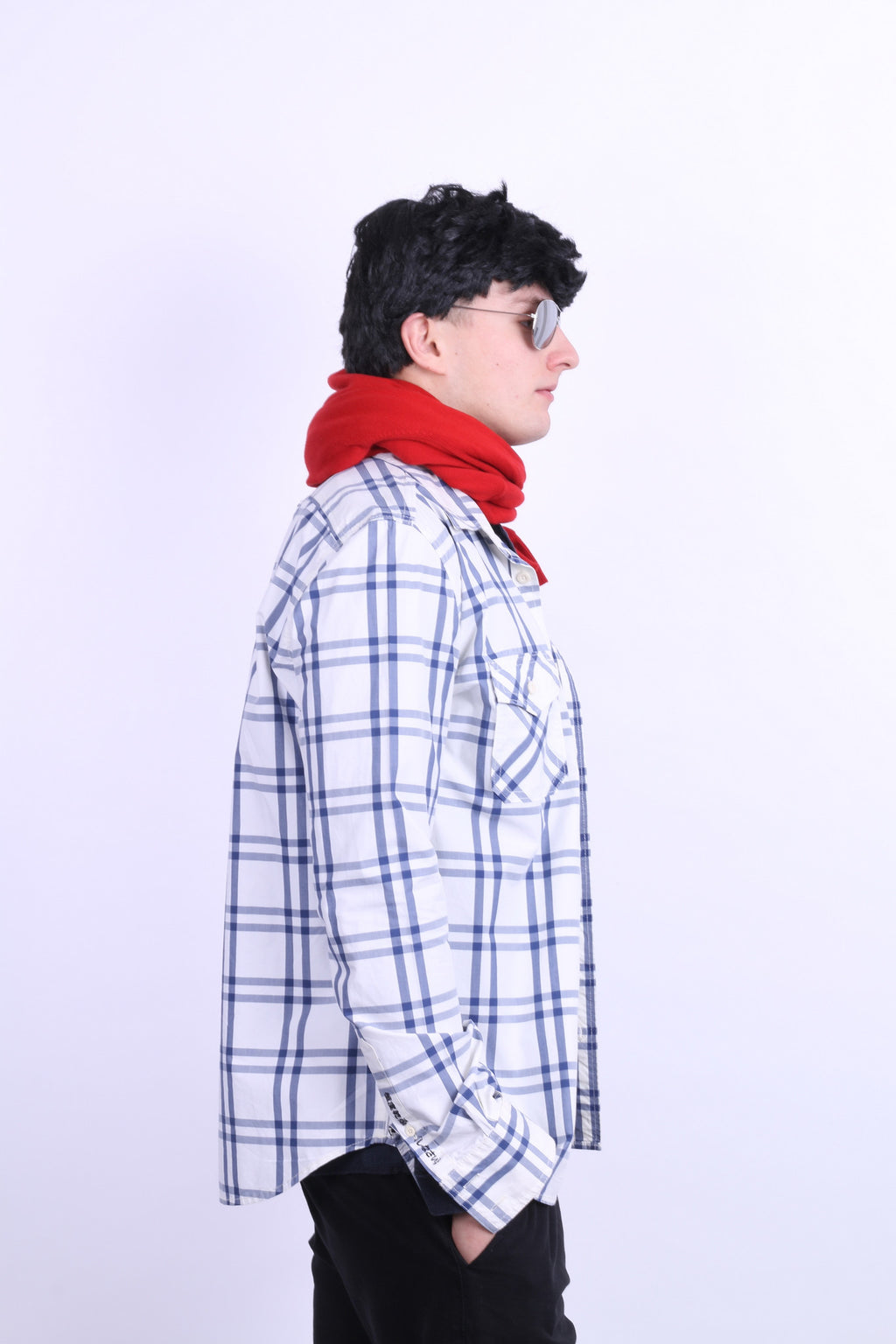 Superdry Mens L Casual Shirt White Check Cotton Long Sleeve - RetrospectClothes