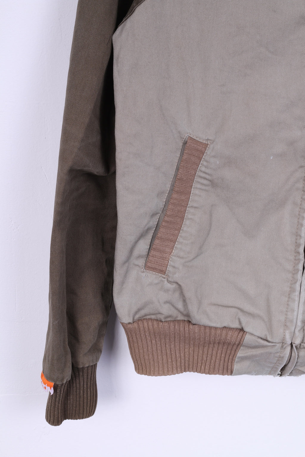 Superdry Veste SM Homme Vert Kaki Coton Zip Up Sport Léger Haut