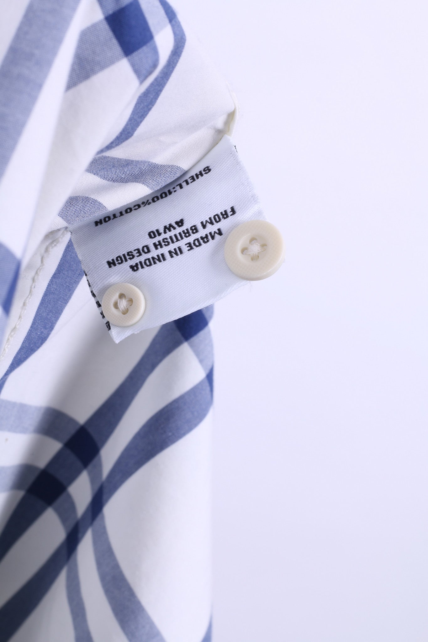Superdry Mens L Casual Shirt White Check Cotton Long Sleeve - RetrospectClothes