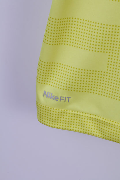 Nike Mens L Shirt Neon Yellow Football Training Dri Fit Jersey Sportswear Top