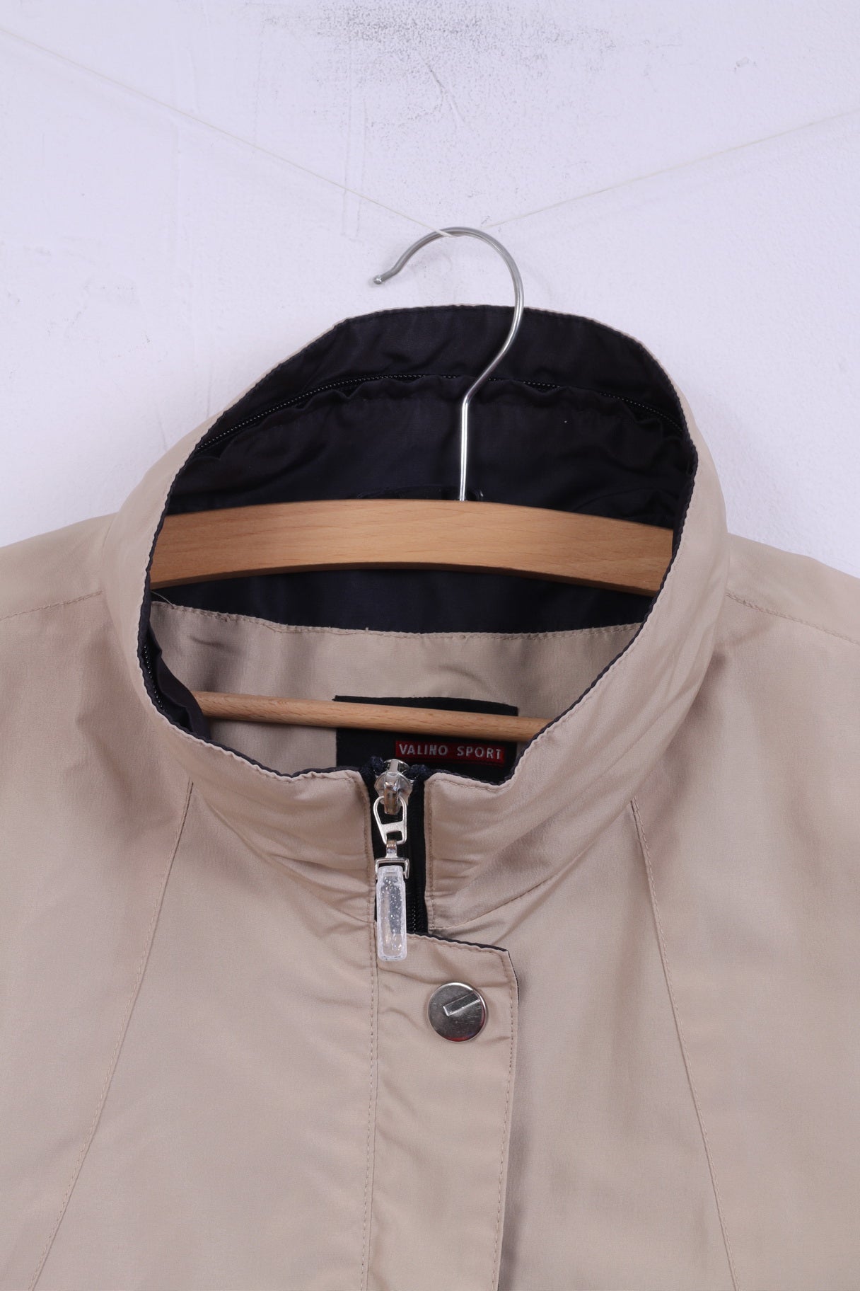 Valino Sport Womens 42 XL Jacket Beige Plain Full Zipper Classic Light Coat Top