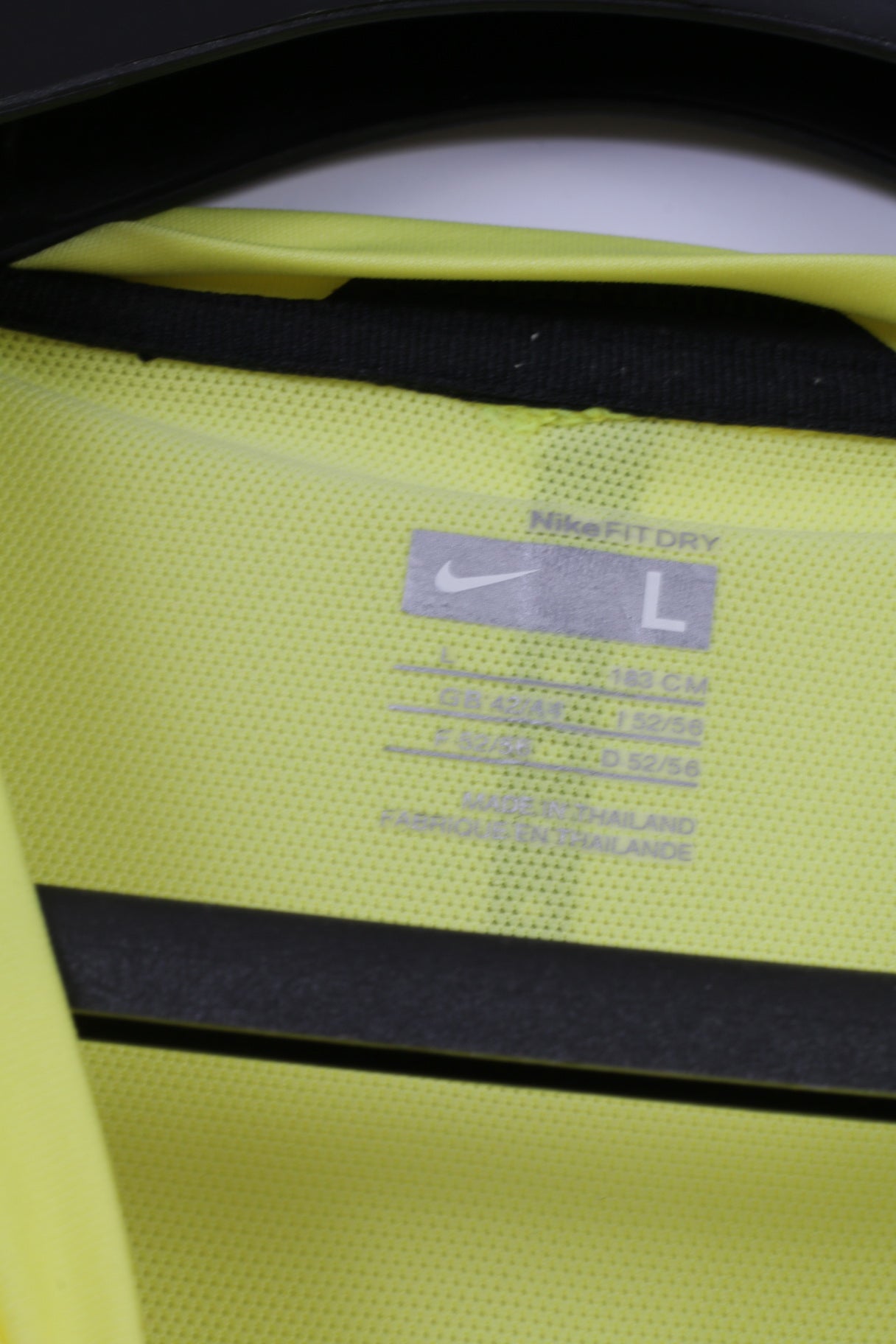 Nike Maglia a L da Uomo Giallo Neon Calcio Allenamento Dri Fit Jersey Abbigliamento Sportivo Top