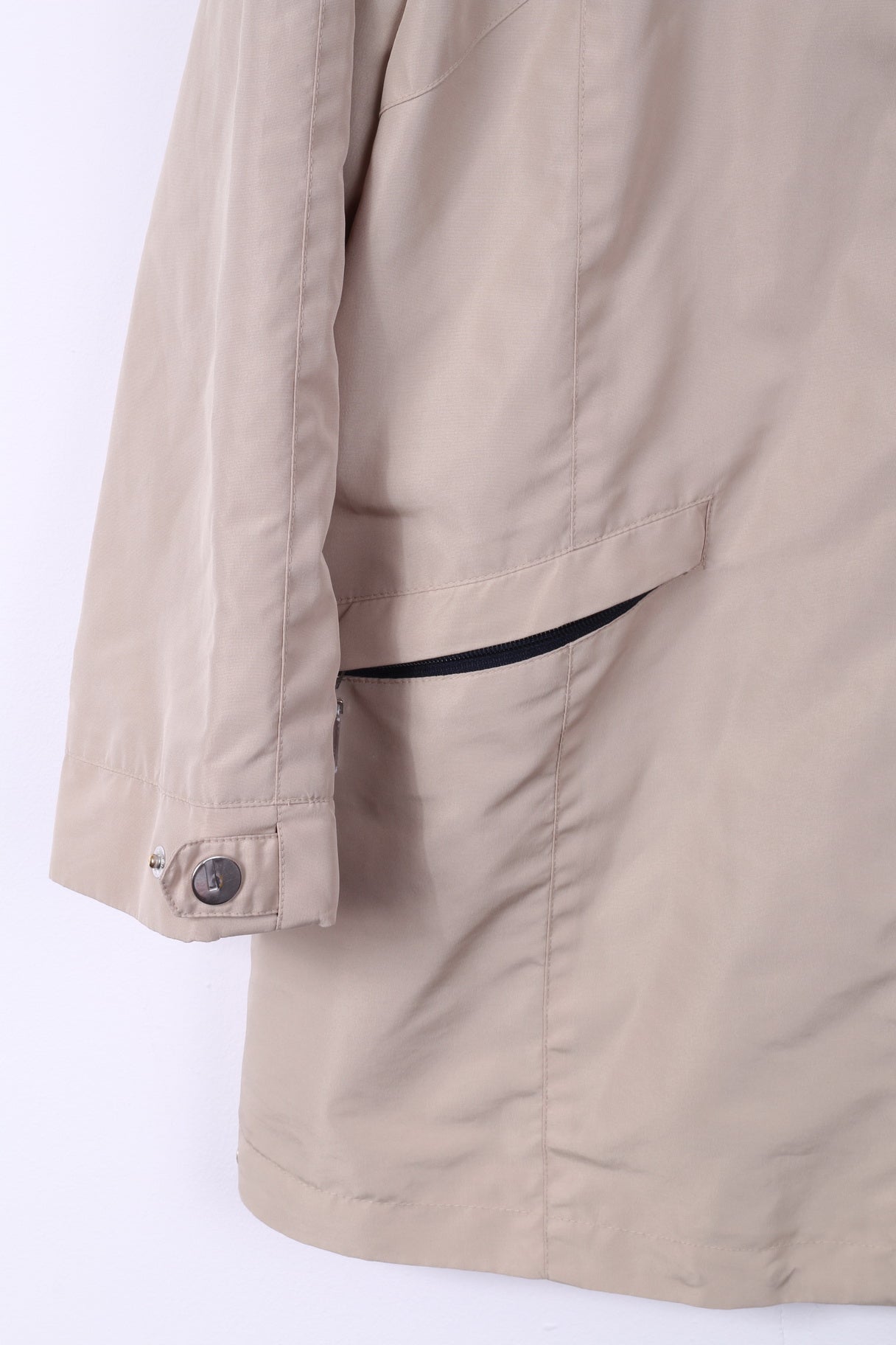 Valino Sport Womens 42 XL Jacket Beige Plain Full Zipper Classic Light Coat Top