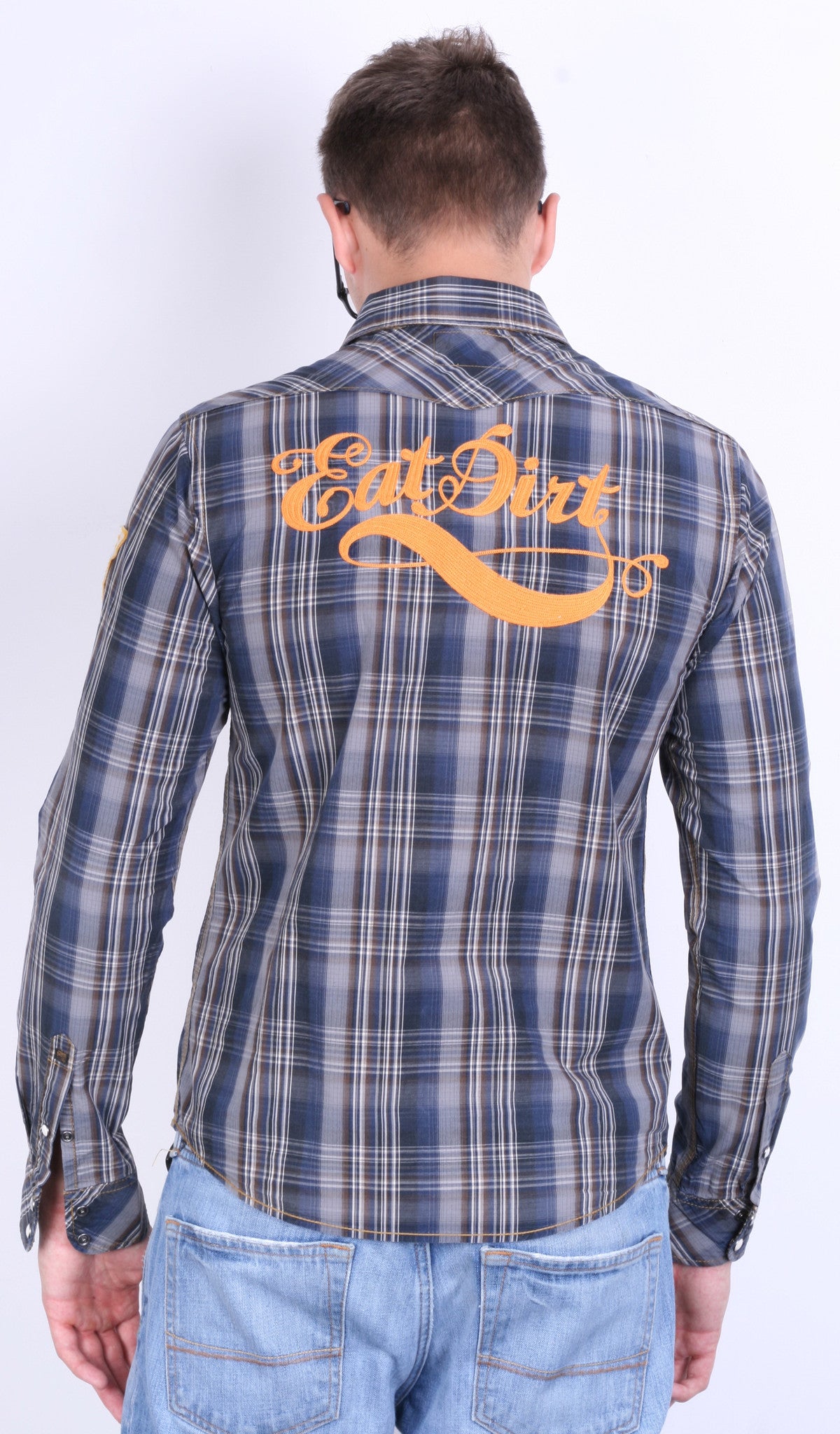 Scotch&Soda Mens M Casual Shirt Check Luxury Dark Grey Cotton - RetrospectClothes