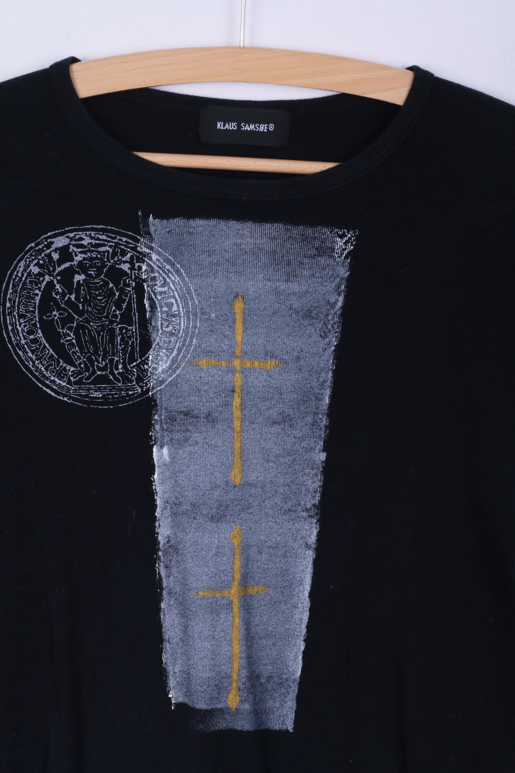 Klaus Samsoe Chemise M Homme Noir Col Rond Coton Ajusté Stretch Grpahic