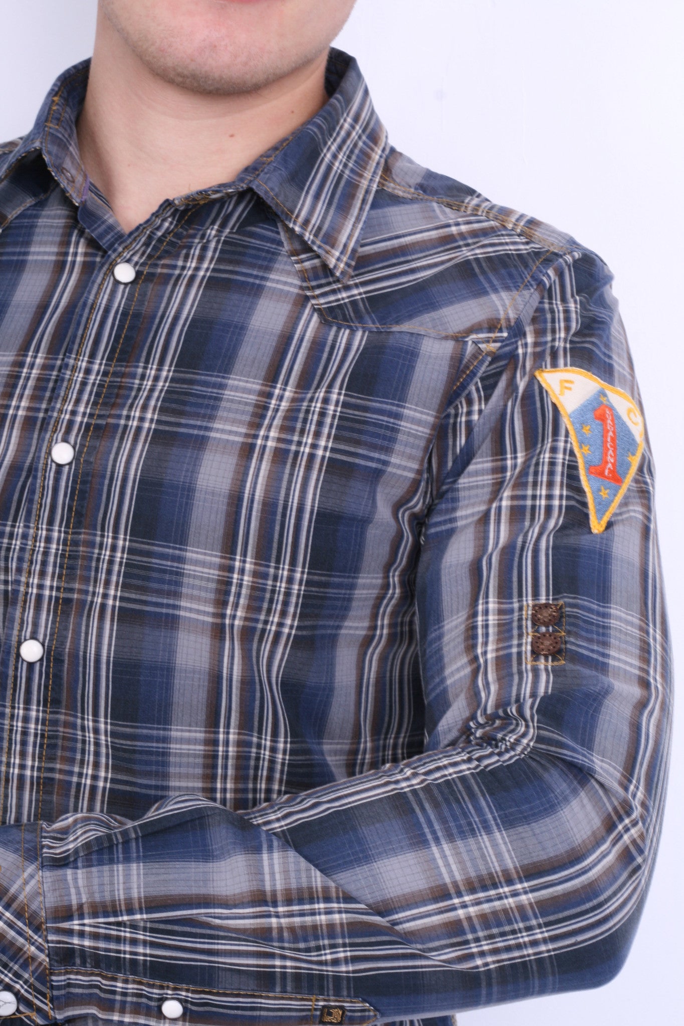 Scotch&Soda Mens M Casual Shirt Check Luxury Dark Grey Cotton - RetrospectClothes