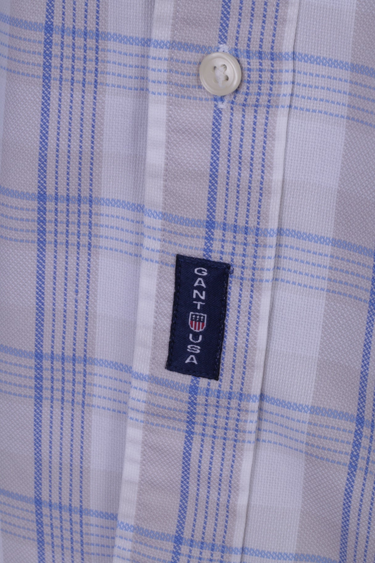 GANT Camicia casual XL da uomo a quadri beige in cotone piqué anni '50 a maniche lunghe vestibilità regolare