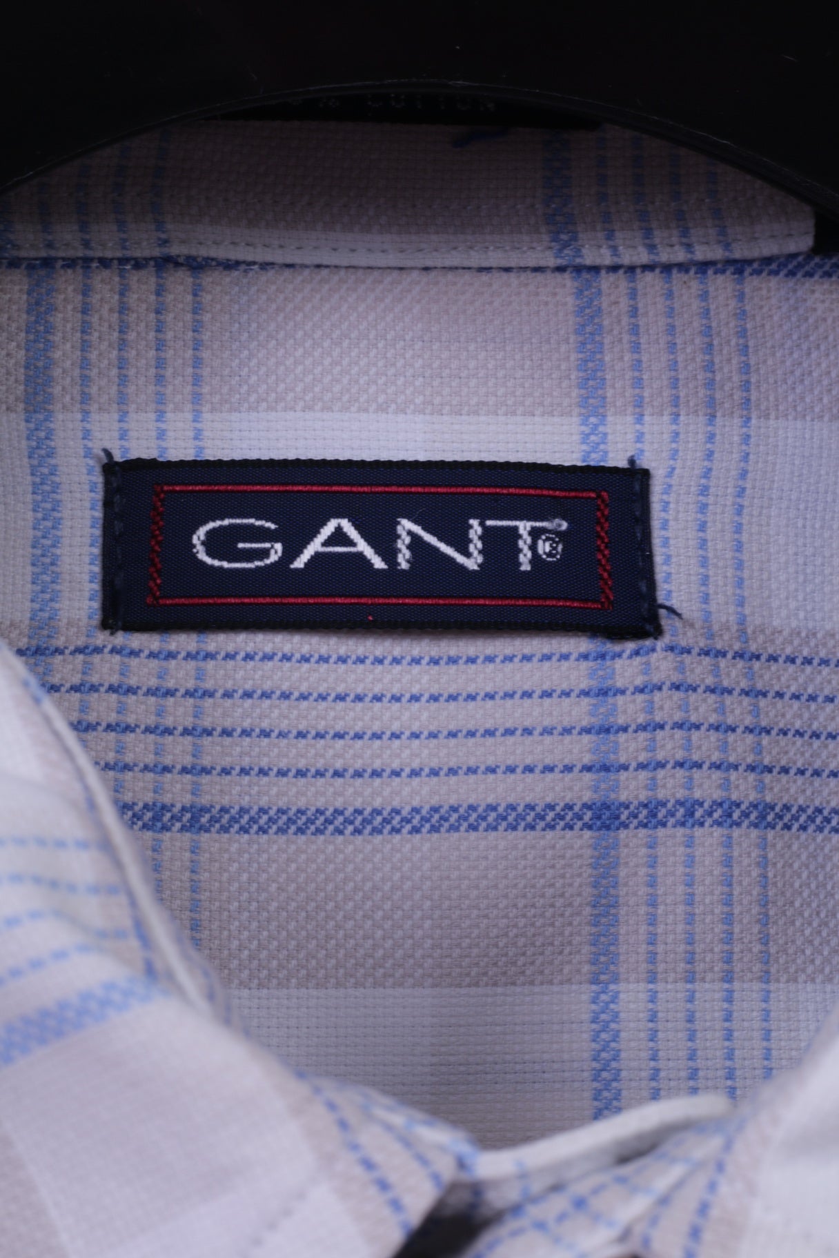 GANT Camicia casual XL da uomo a quadri beige in cotone piqué anni '50 a maniche lunghe vestibilità regolare