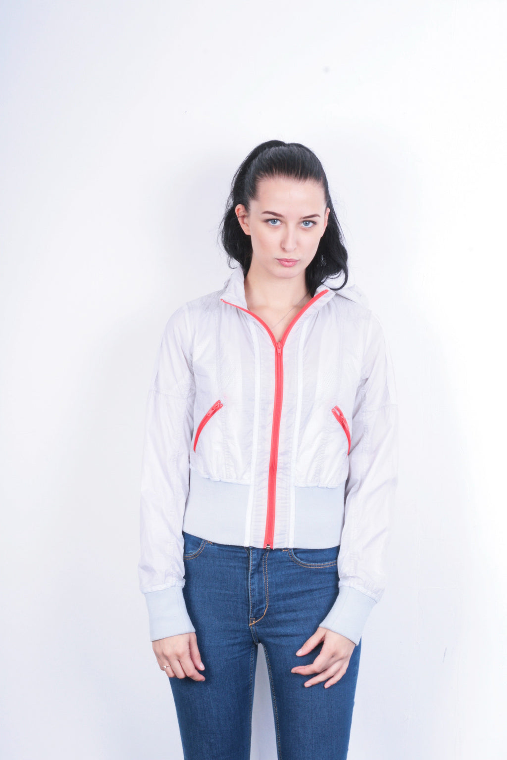 River Island Womens 12 L Jacket Silver Hood Nylon Waterproof - RetrospectClothes